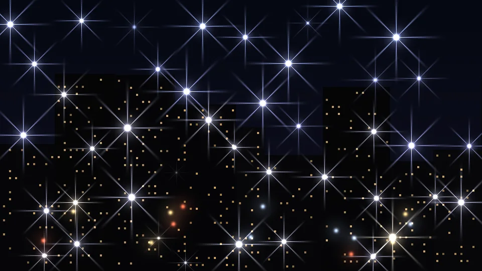 星芒隨機撒滿整個圖層的夜景
