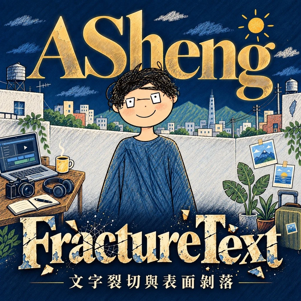 ASheng FractureText 文字裂切與剝落產品插畫