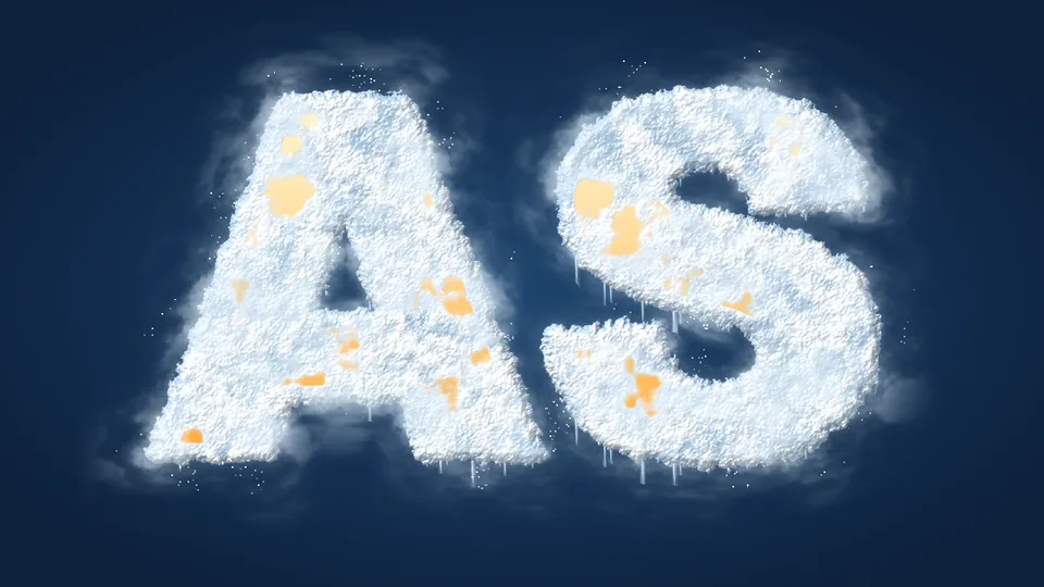 霜雪冰結在「AS」粗體字上