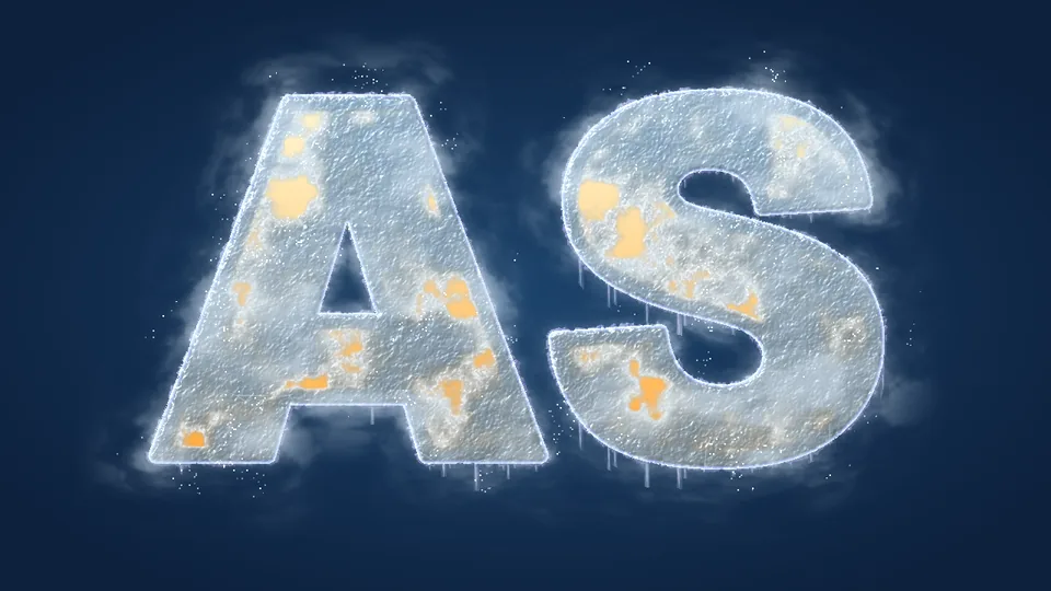 透明冰結在「AS」粗體字上