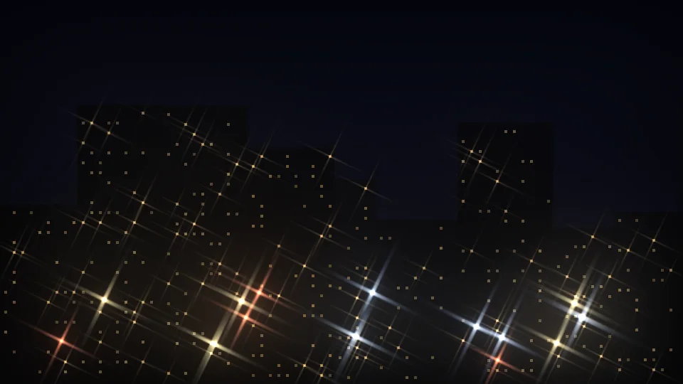 星芒光暈柔霧疊在一起的夜景